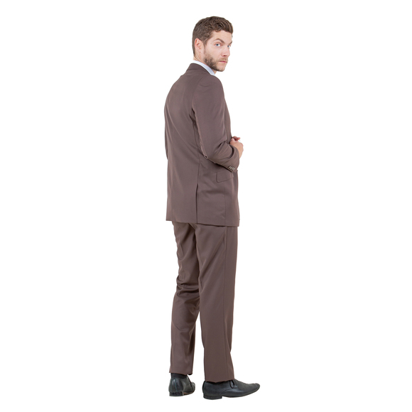 Modern Fit 3pc Wool Mens Suit Set by ZeGarie, Cocoa - Picture 6 of 6